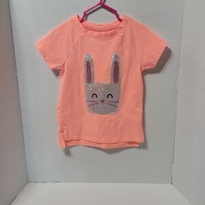 Cat & Jack Toddler Girls 4T Peach Bunny Graphic T-Shirt